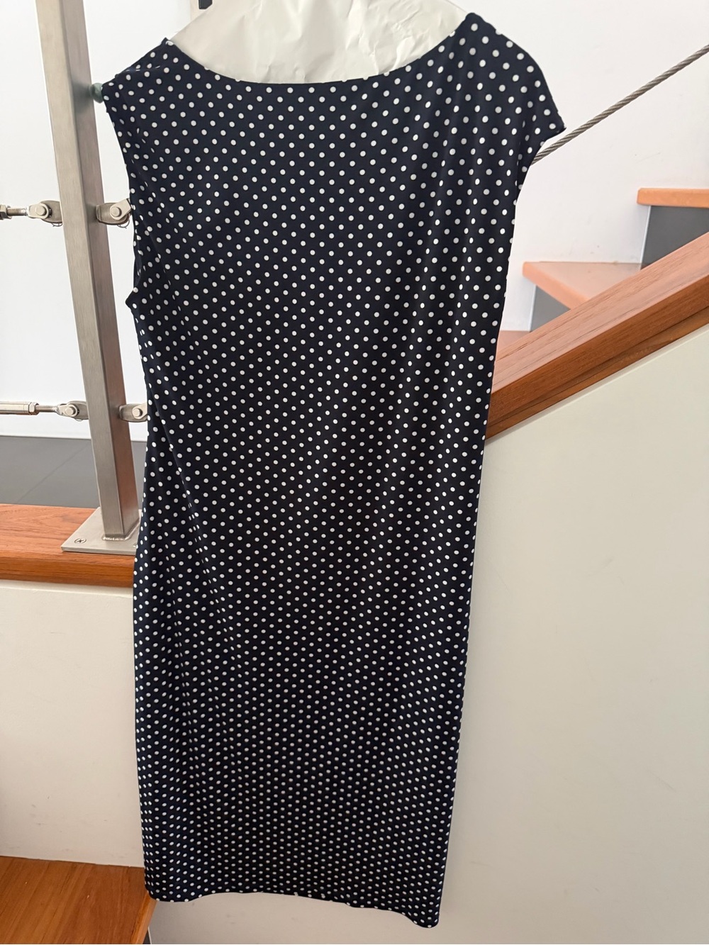 Jones New York Navy and White Polka Dot Midi Dress